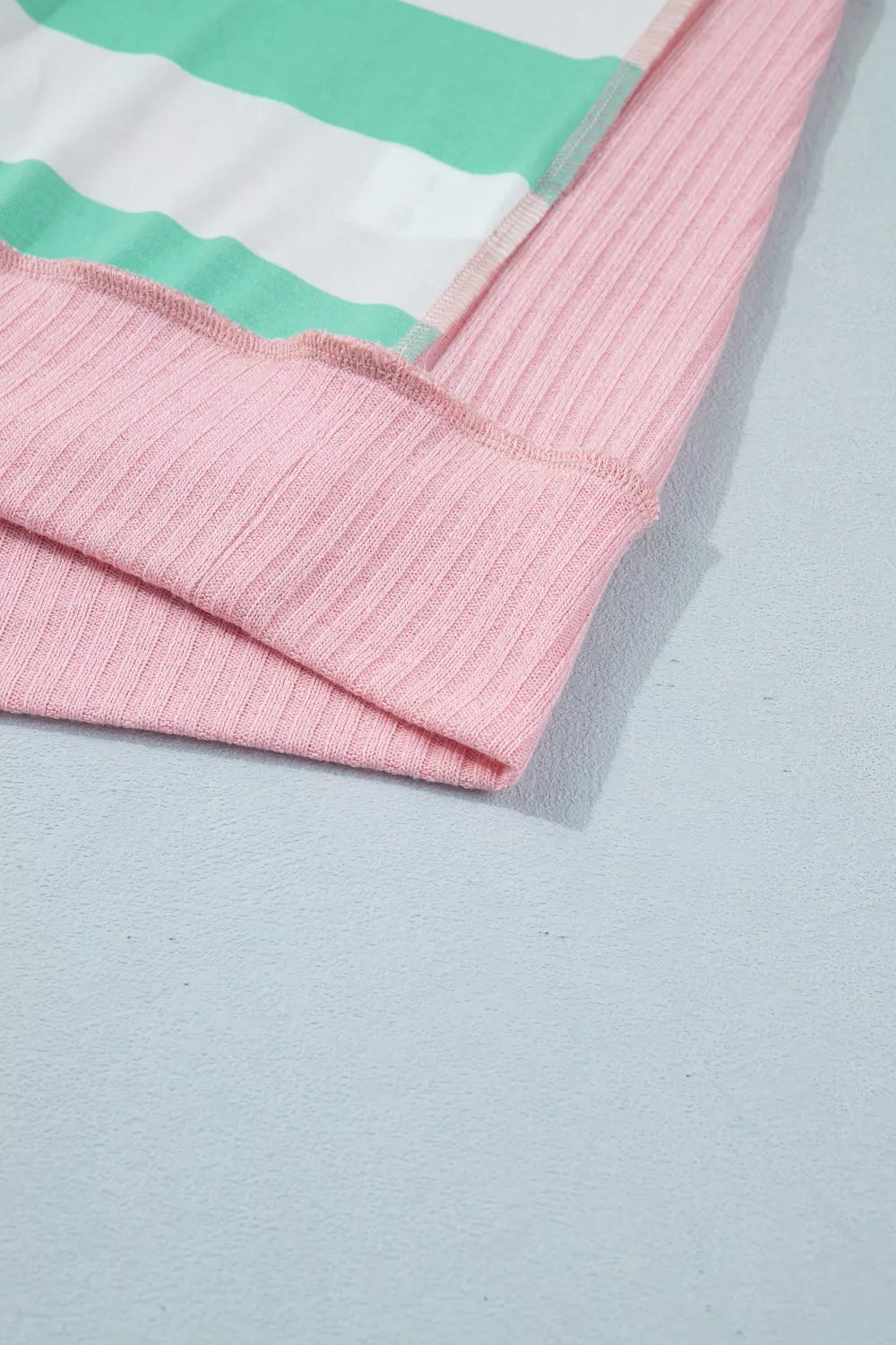 Stripe Exposed Seam Ribbed Patchwork Oversized Tee