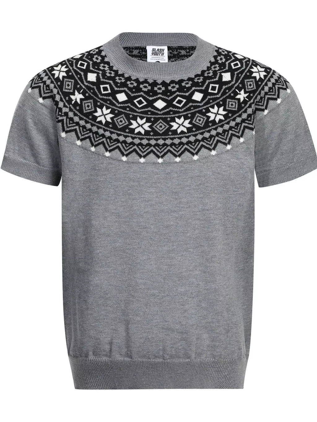 Men's Fair Isle Pattern Short Sleeve Sweater