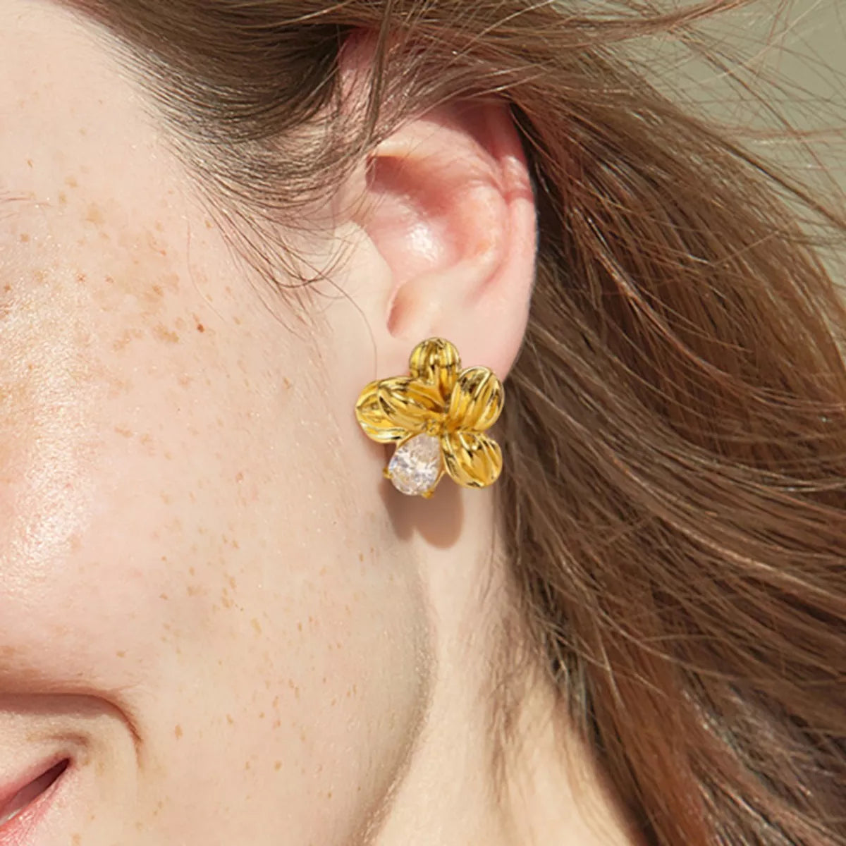 18K Gold-Plated Flower Stud Earrings