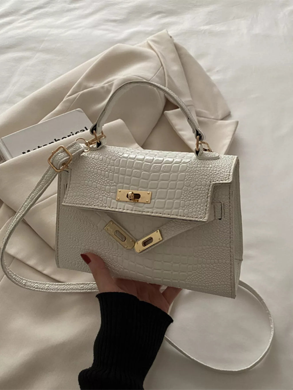 Embossed Flap Crossbody Bag
