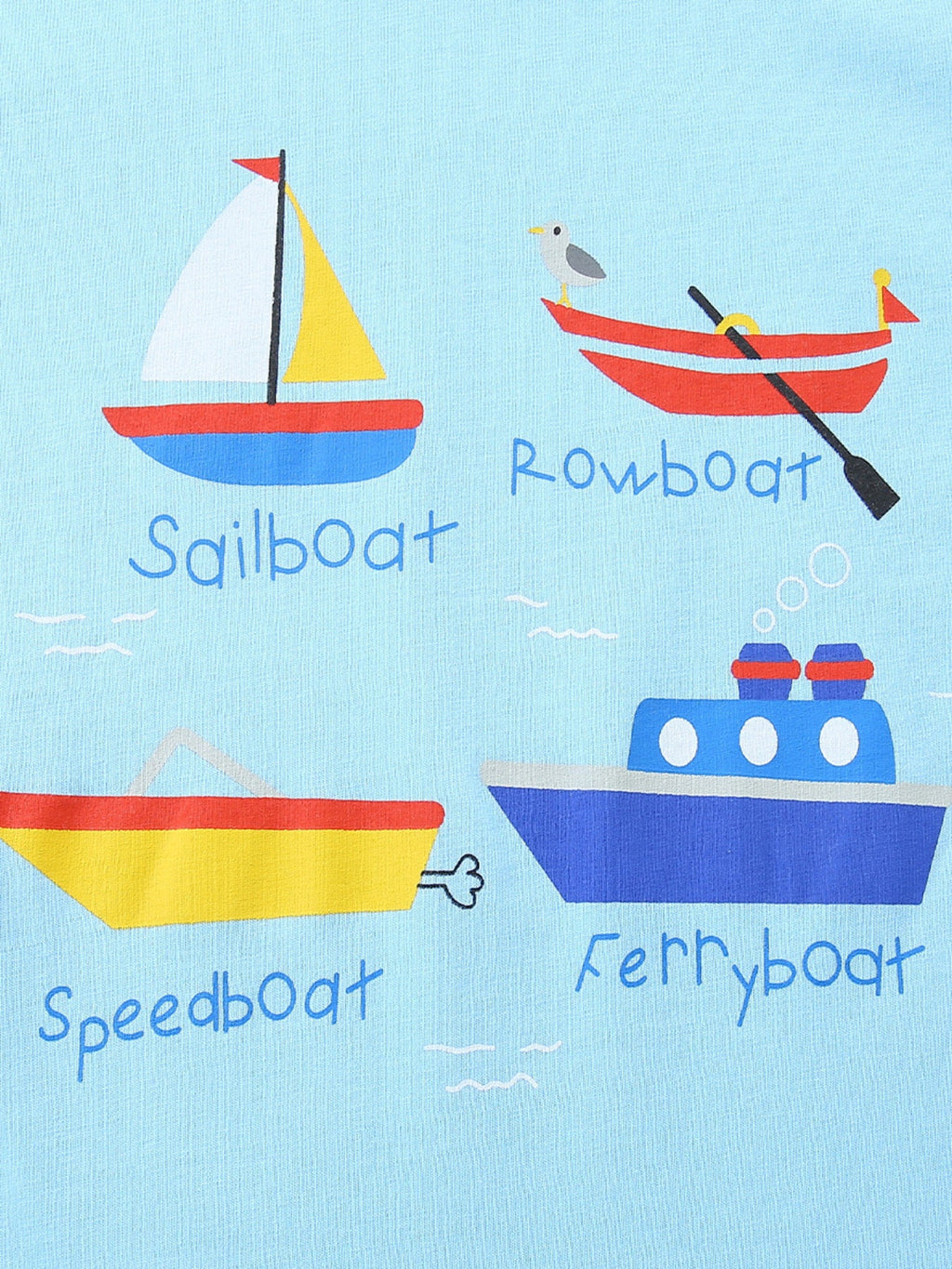 Children's Cartoon Boat Short Sleeve T-Shirt
