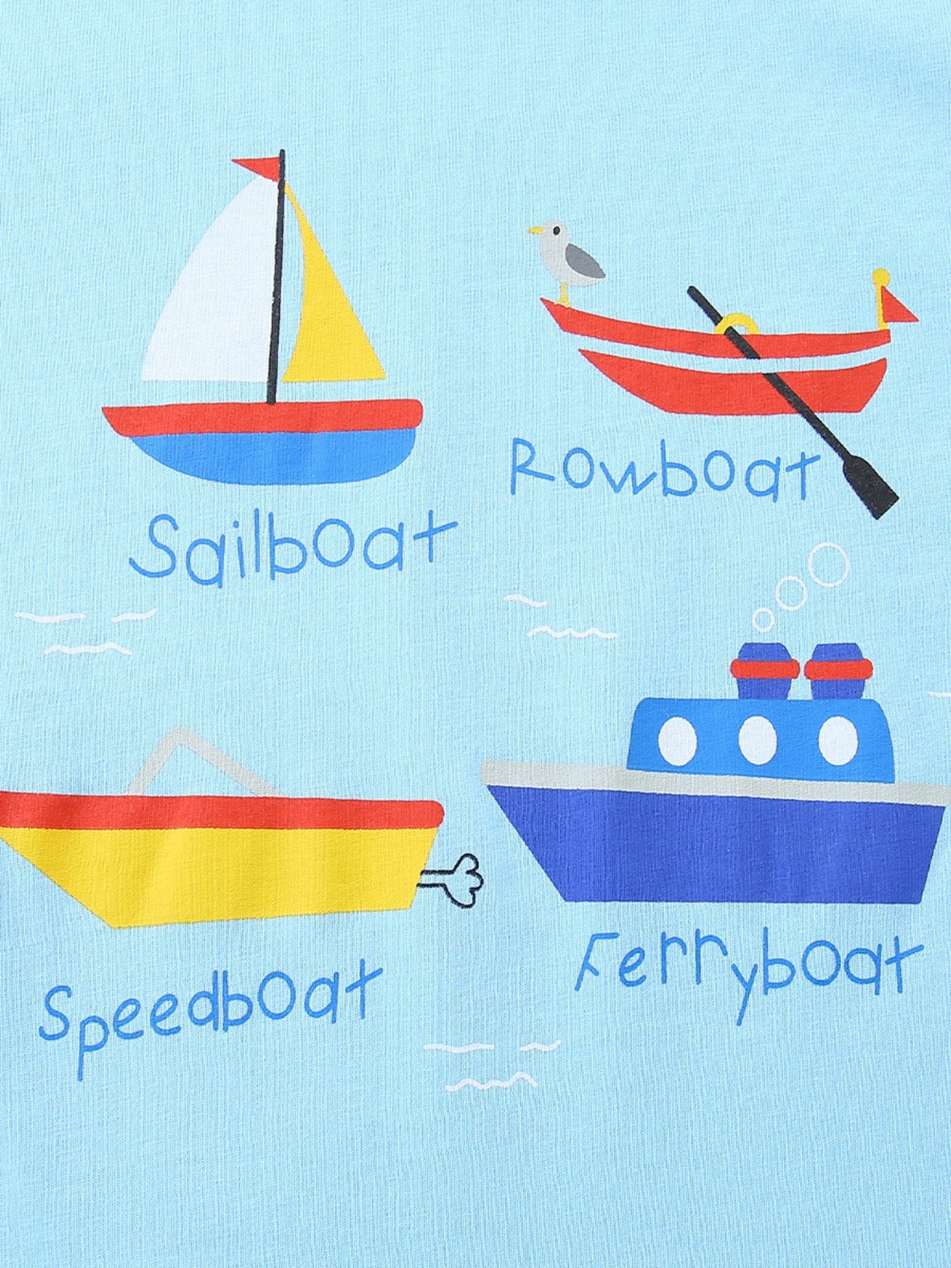 Children's Cartoon Boat Short Sleeve T-Shirt
