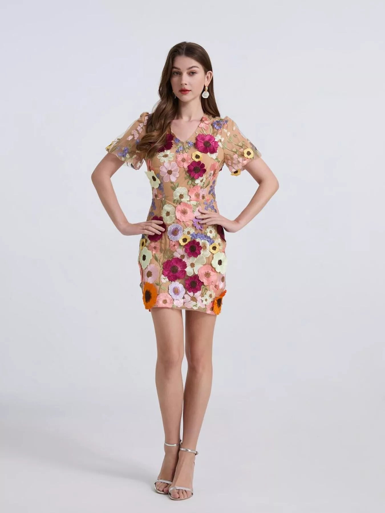Floral Puff Sleeve Mini Dress