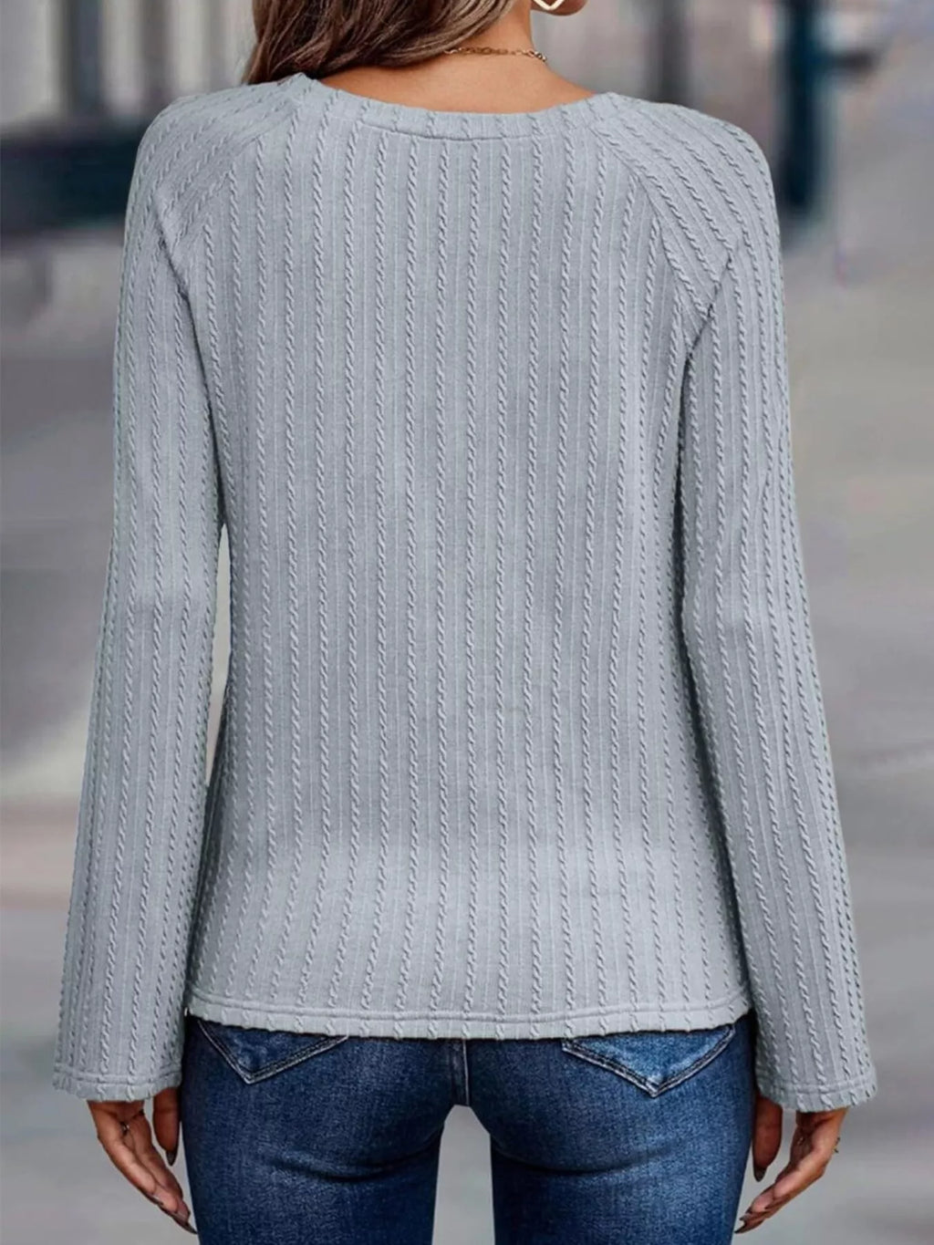 Textured Knit Long Sleeve T-Shirt
