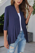 Open Front Three-Quarter Sleeve Cardigan