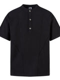 Men's Henley Structured Waffle-Knit T-Shirt