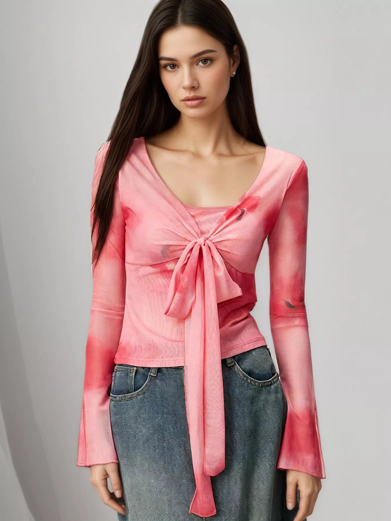 Tie-Front Tie-Dye Top