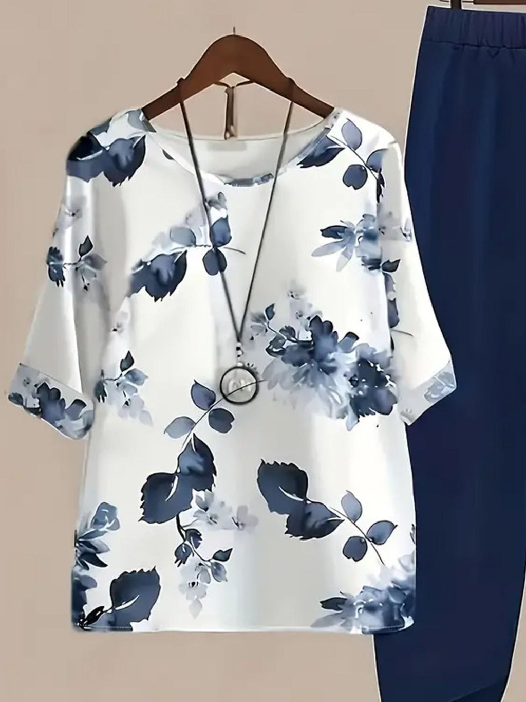 Printed Half Sleeve Top and Pants Set