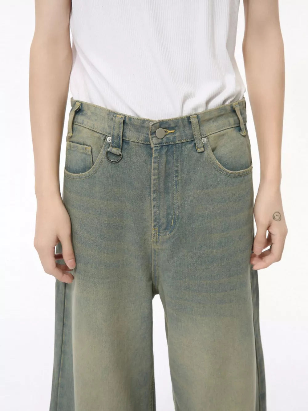Men's Vintage Wash Wide Leg Jeans