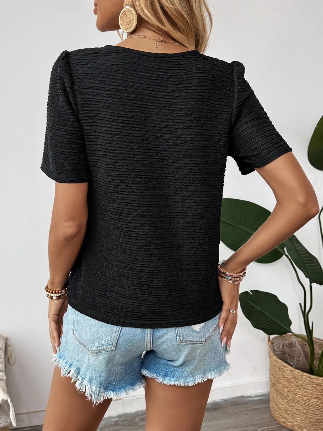 Tie Front V-Neck Blouse