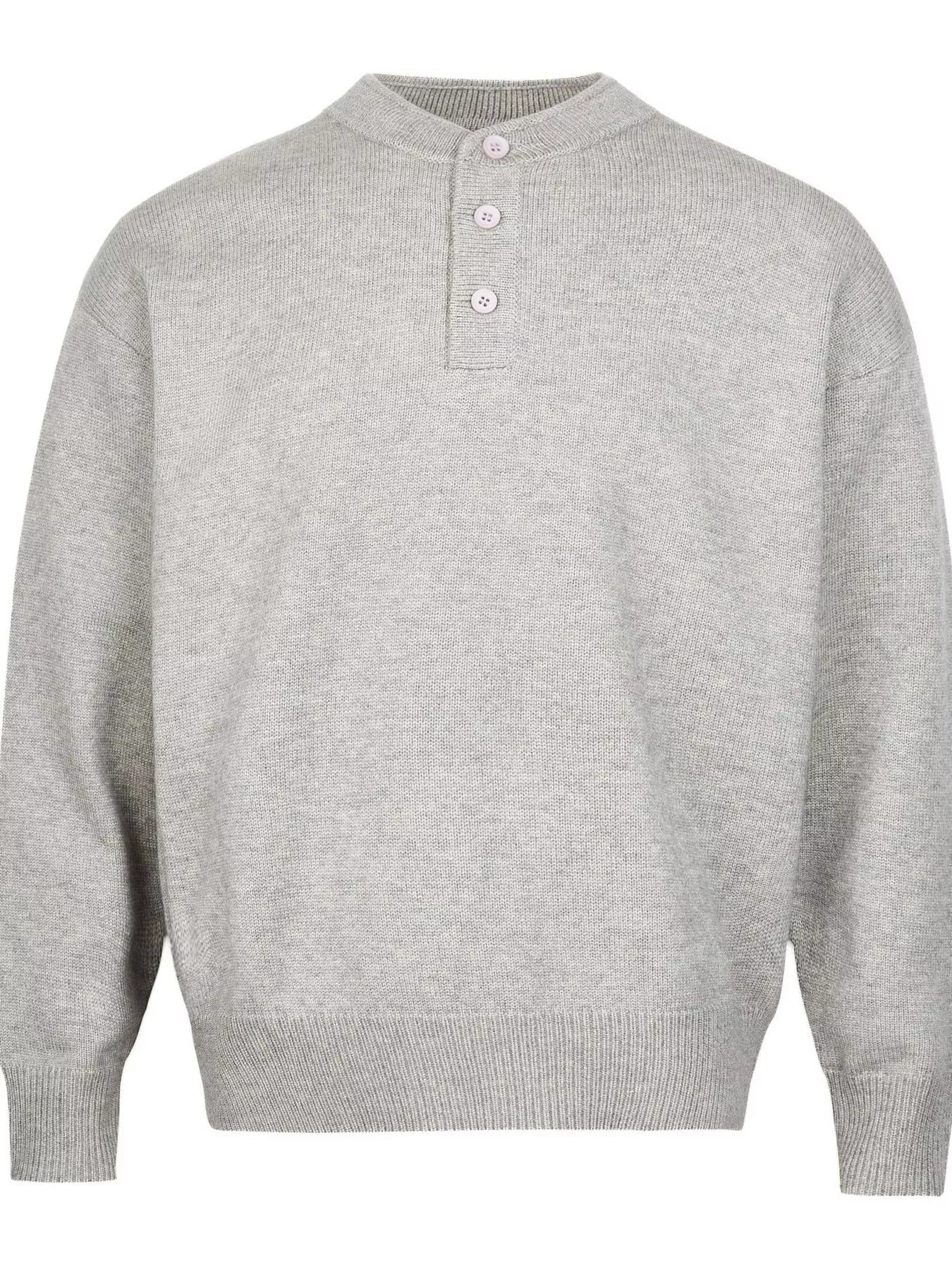 Men's Button Detail Drop Shoulder Sweater