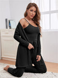 Scoop Neck Cami & Pants & Cardigan Set