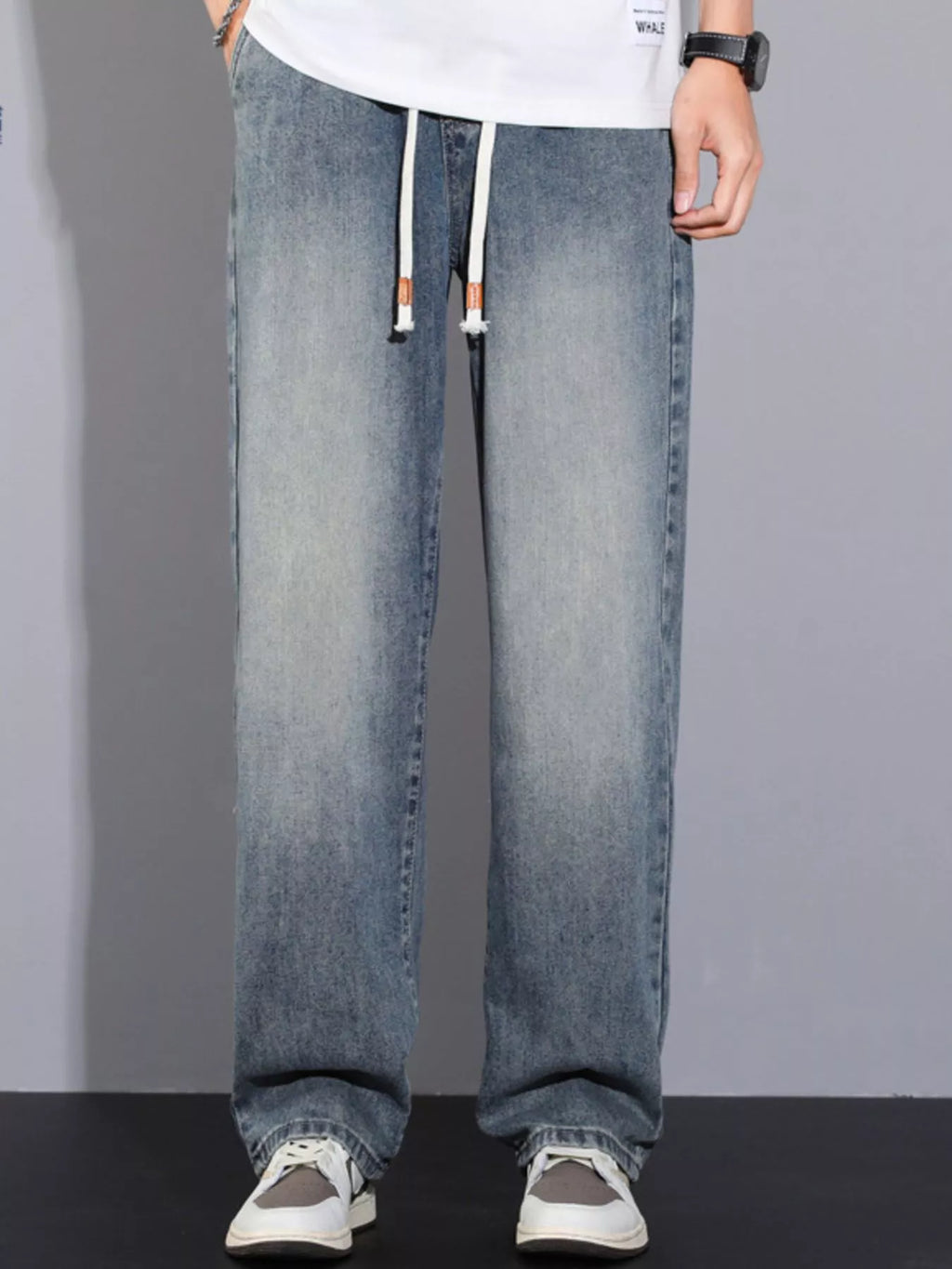 Men's Plus Size Pocketed Wide Leg Jeans