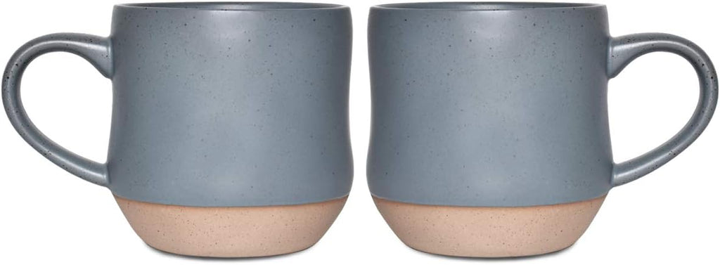 Bosmarlin Large Stoneware Speckled Coffee Mugs Set of 2, Big Tea Cup, 17 Oz, Dishwasher and Microwave Safe