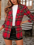 Christmas Plaid Single-Button Blazer