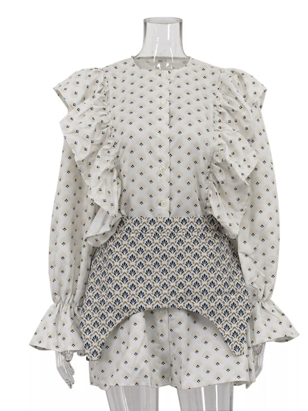 Ruffled Floral Print Mini Dress