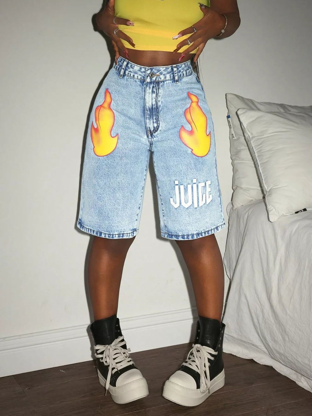 High-Waisted Denim Shorts