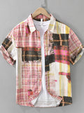 Men's Plus Size Plaid Button Up Short Sleeve Shirt