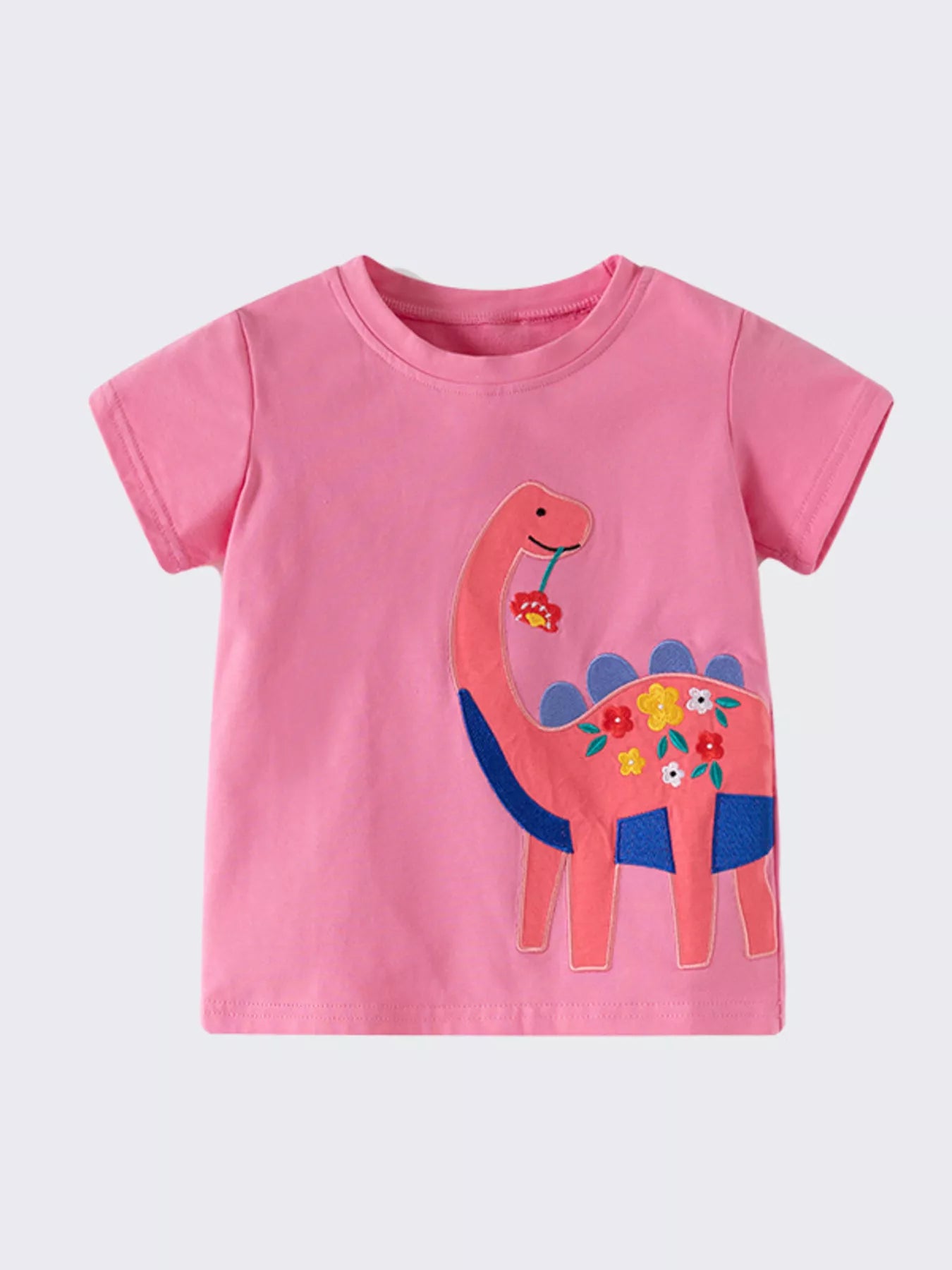Children's Dinosaur Embroidered Short Sleeve T-Shirt
