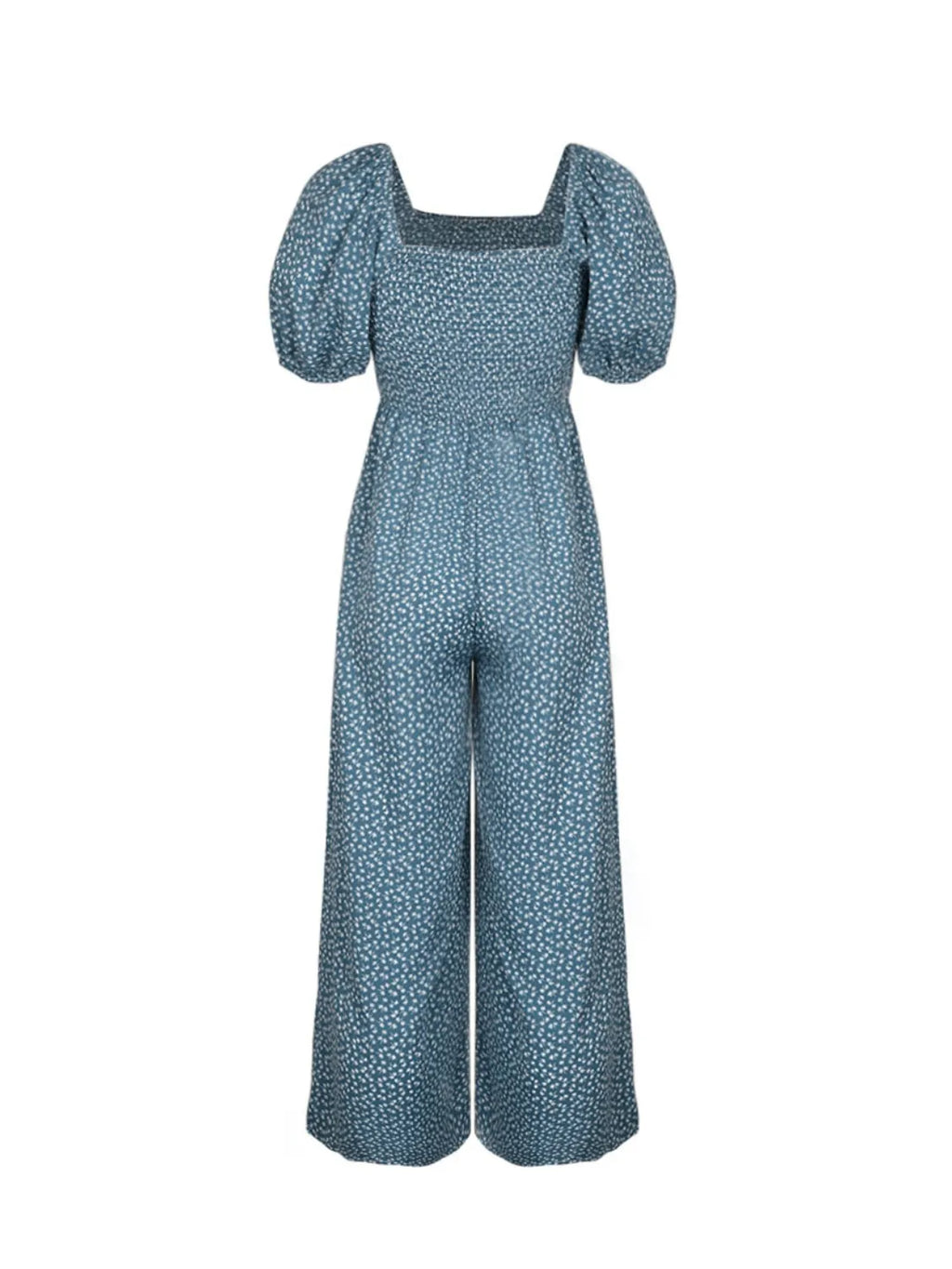 Printed Square Neck Puff Sleeve Jumpsuit