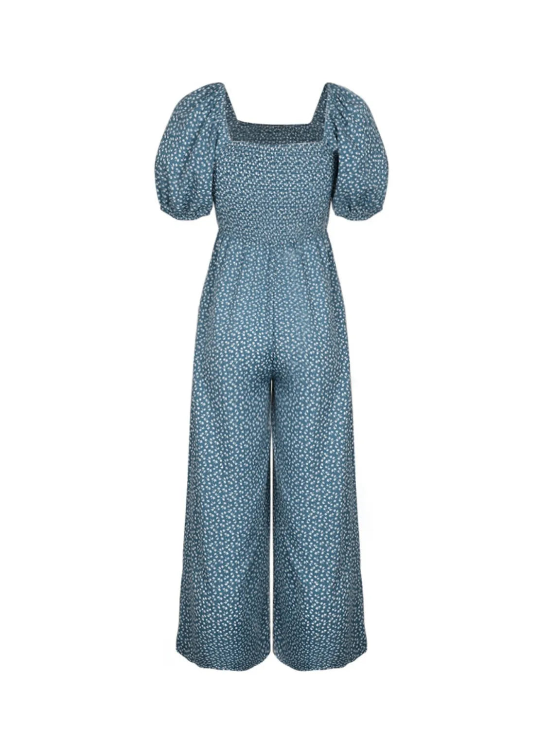 Printed Square Neck Puff Sleeve Jumpsuit