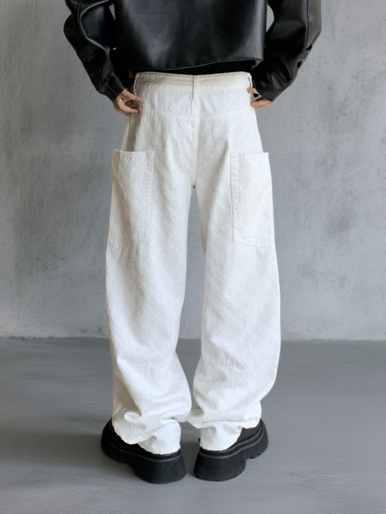 Men's Full Size Textured Wide Leg Pants Plus Size