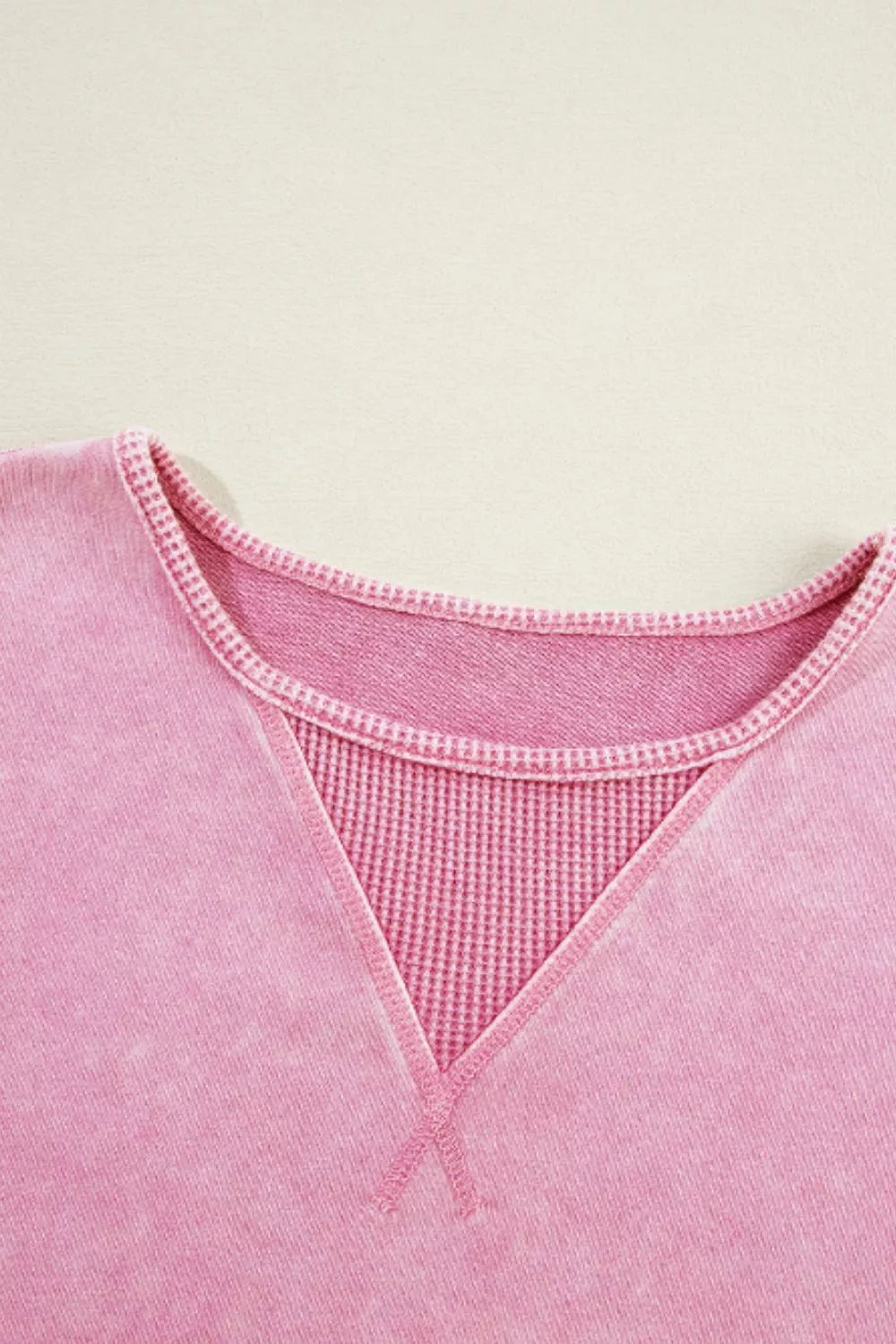 Exposed Seam Round Neck Long Sleeve Sweatshirt