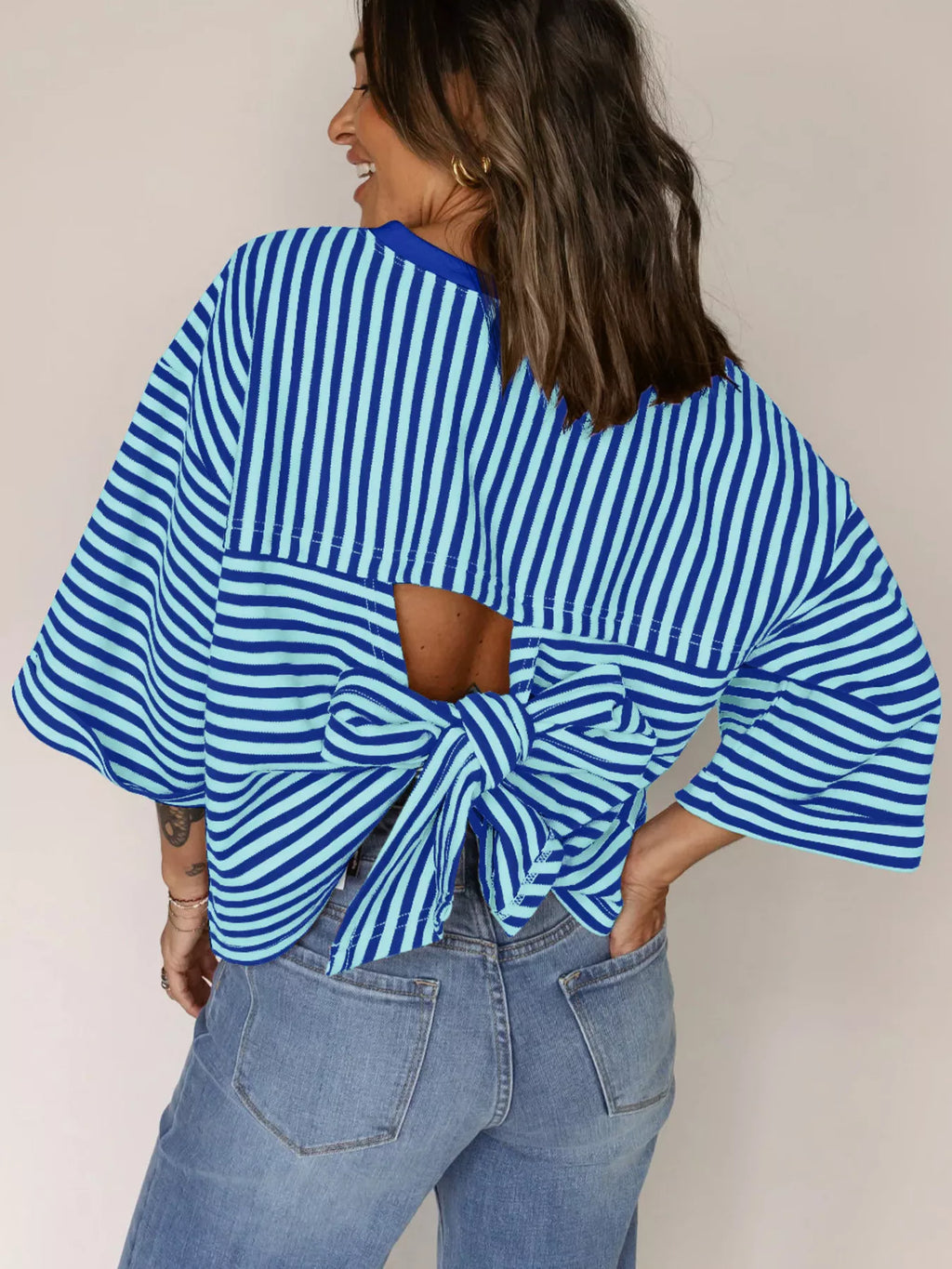 Striped Back Bow Tie T-Shirt
