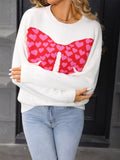 Valentine's Day Heart Bow Round Neck Sweater