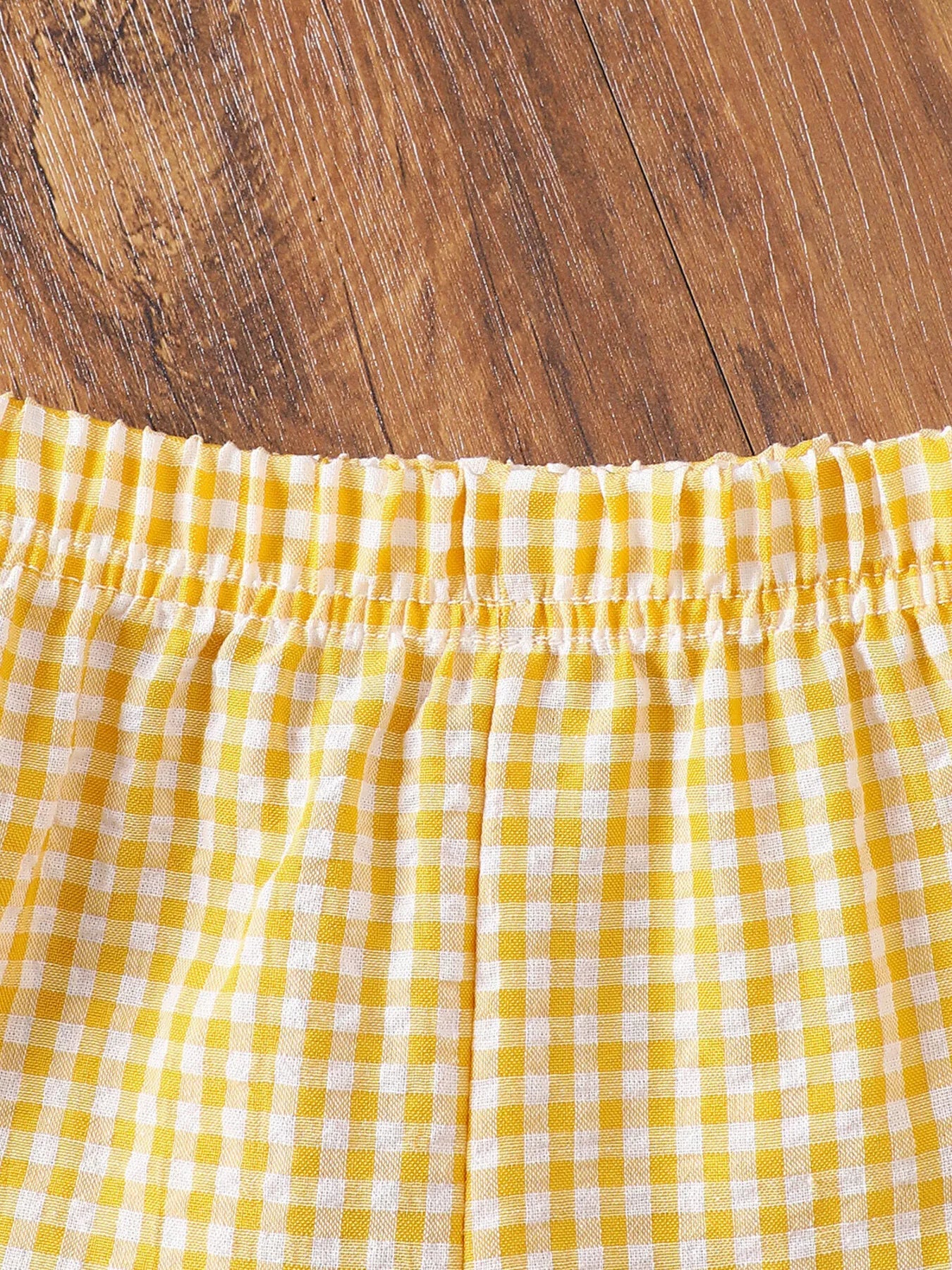 Children's Gingham Ruffle Trim Sleeveless Top & Pants Set