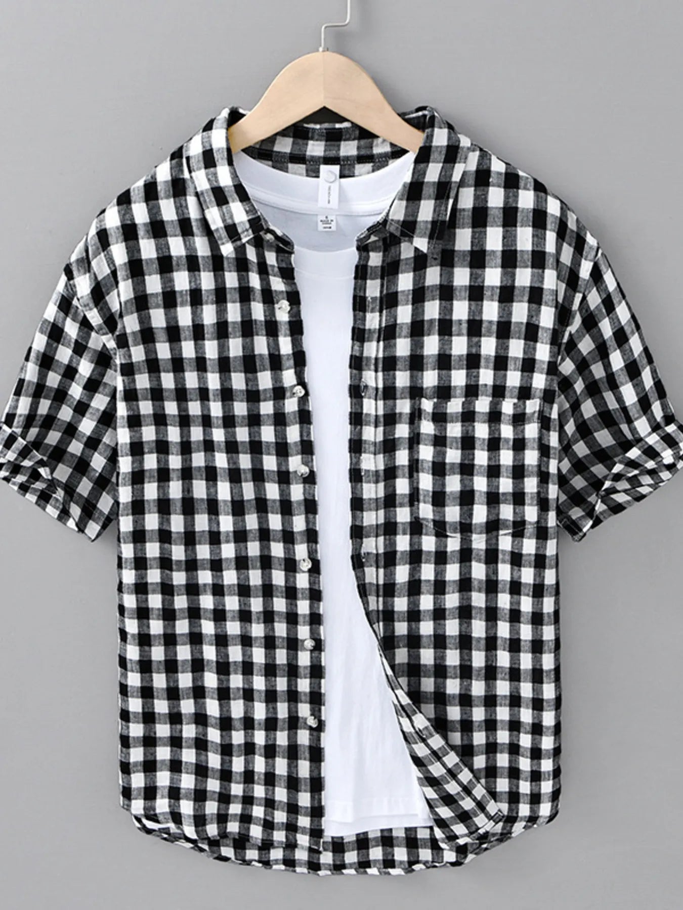 Men's Plus Size Plaid Button Up Short Sleeve Shirt