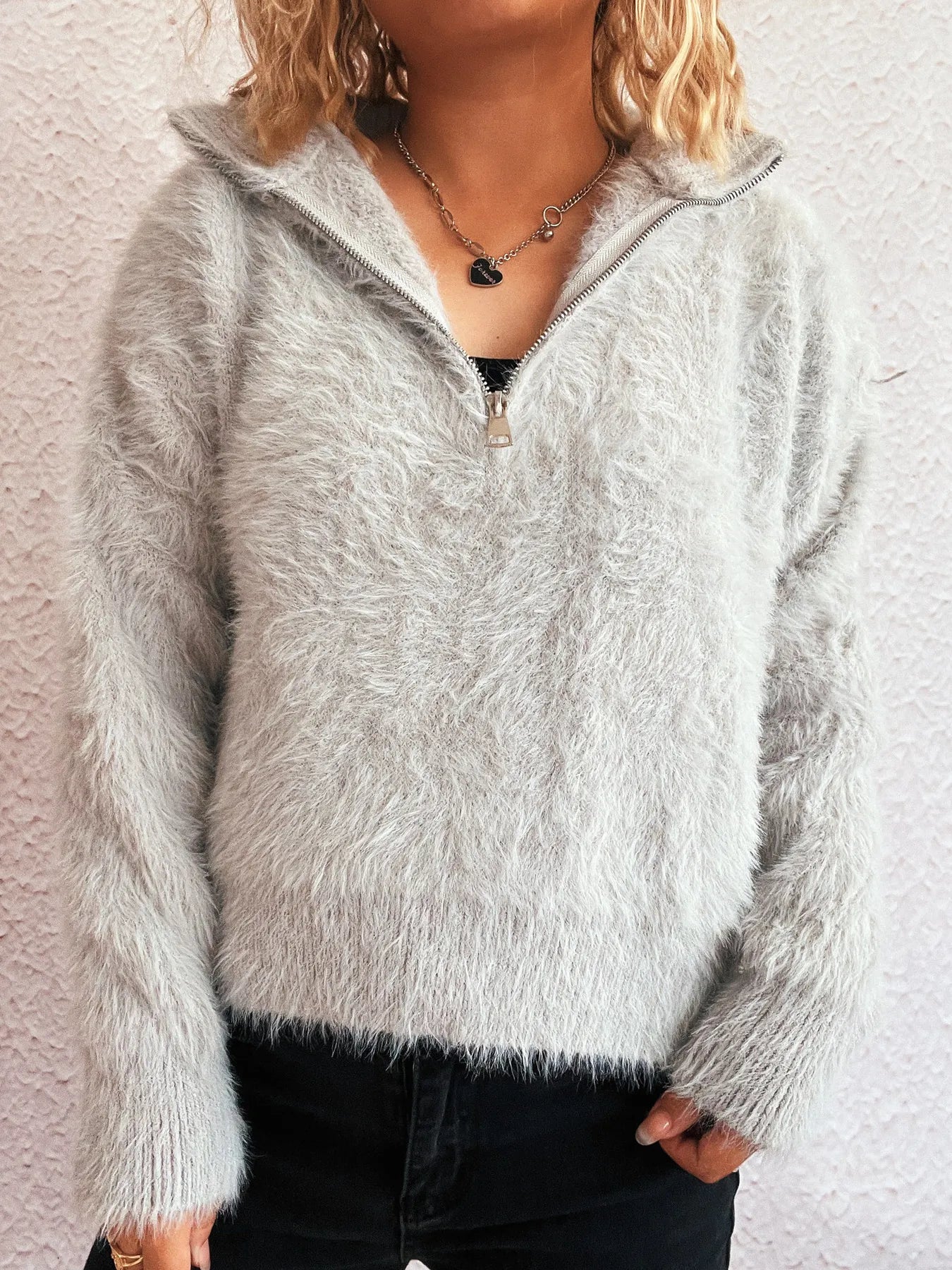 Cozy Fuzzy Half-Zip Sweater
