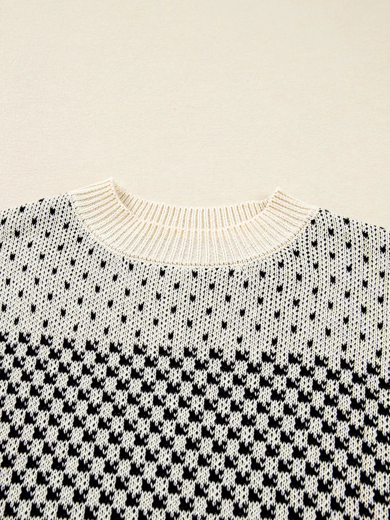 Contrast Color Pattern Lantern Sleeve Sweater