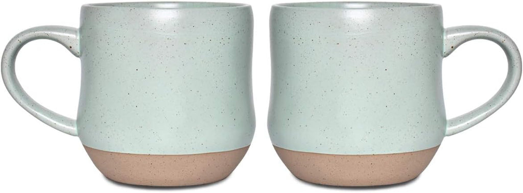 Bosmarlin Large Stoneware Speckled Coffee Mugs Set of 2, Big Tea Cup, 17 Oz, Dishwasher and Microwave Safe