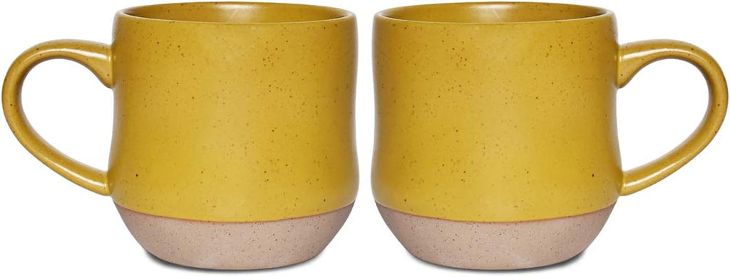 Bosmarlin Large Stoneware Speckled Coffee Mugs Set of 2, Big Tea Cup, 17 Oz, Dishwasher and Microwave Safe