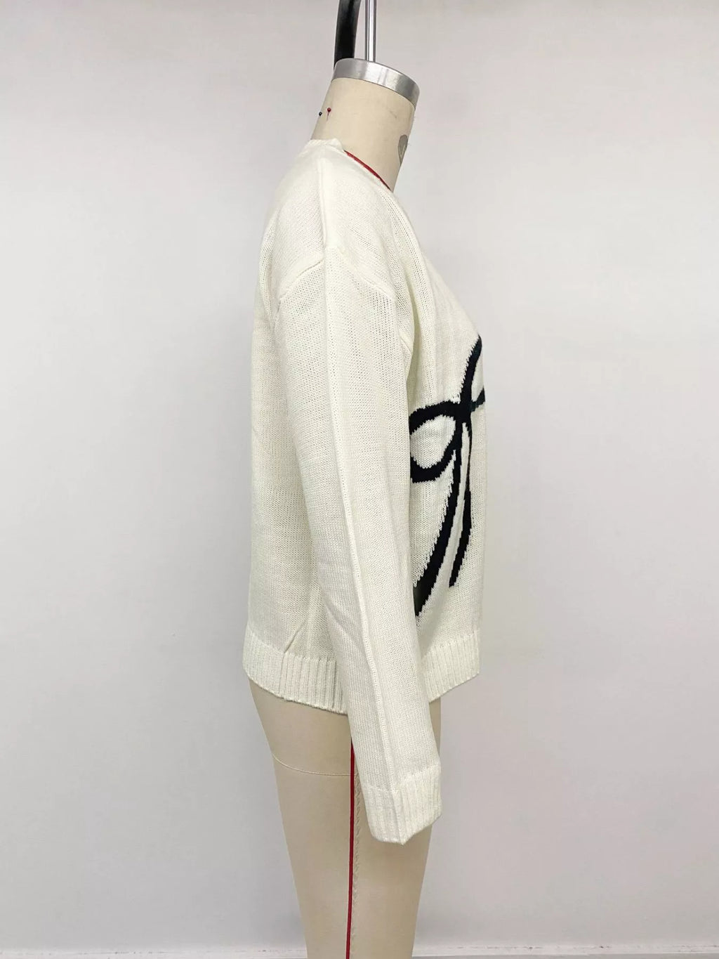 Bow Graphic Round Neck Sweater