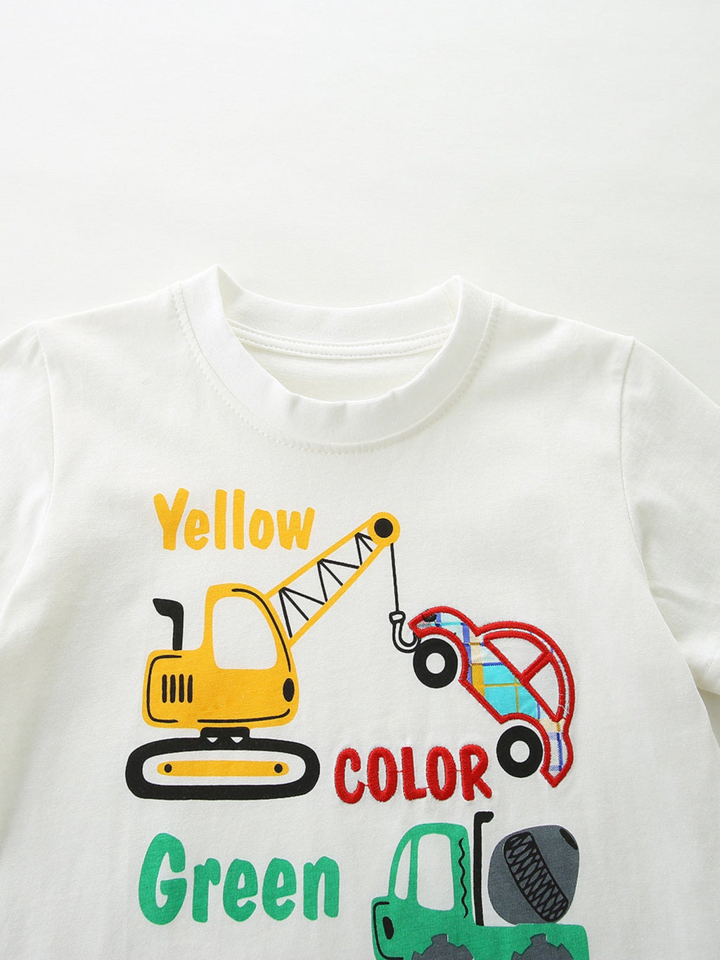 Children's Construction Vehicle Print Tee and Shorts Set