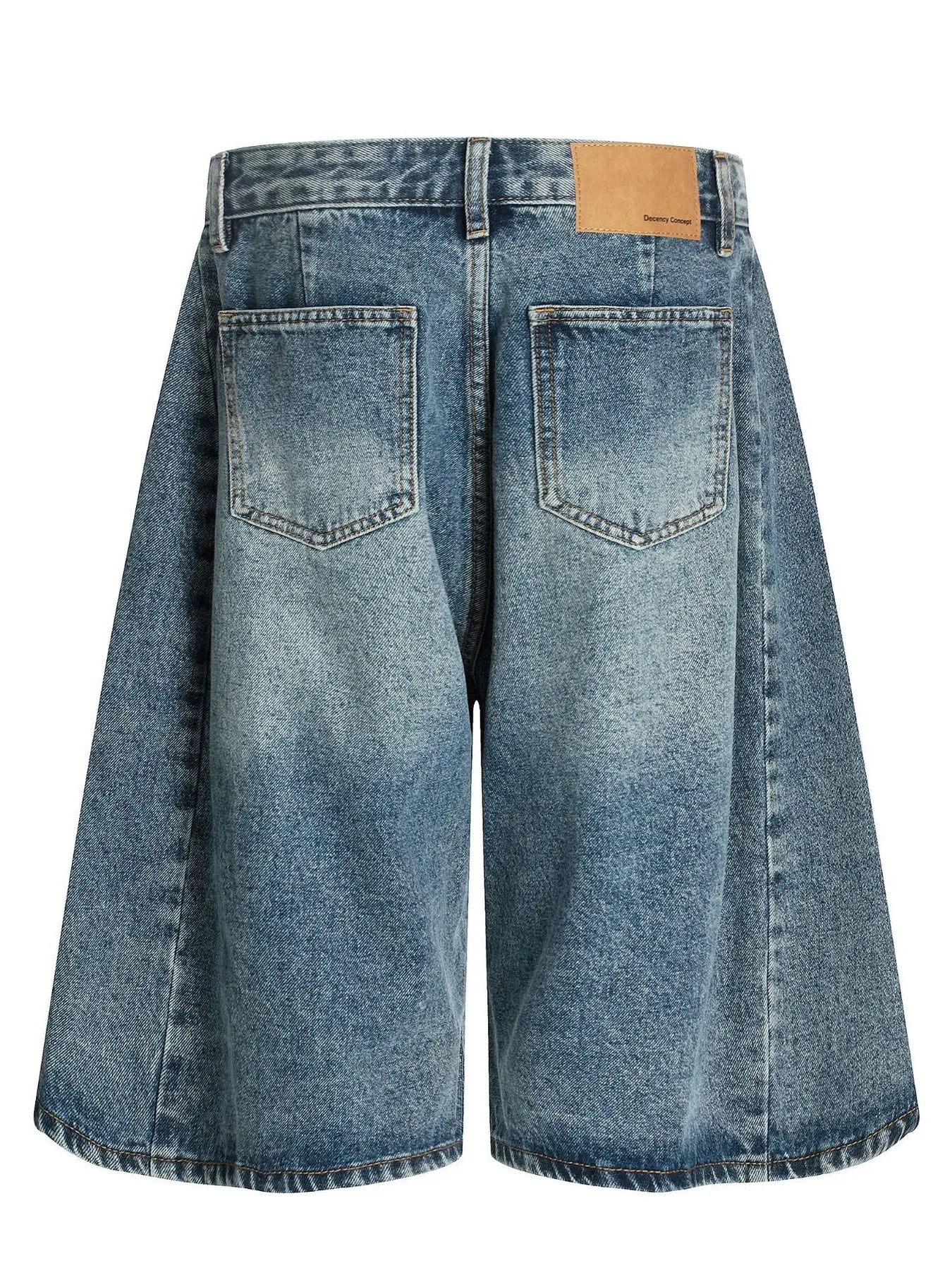 Men's Washed Wide-Leg Denim Shorts