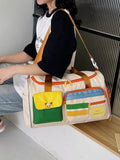 Multi-Pocket Color-Block Travel Bag