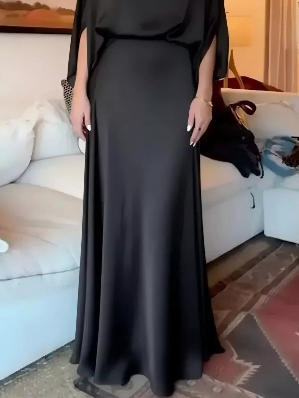 Full Size Elegant Batwing Sleeve Maxi Dress Plus Size