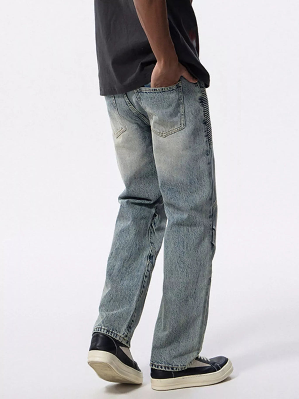 Men's Washed Wide Leg Jeans