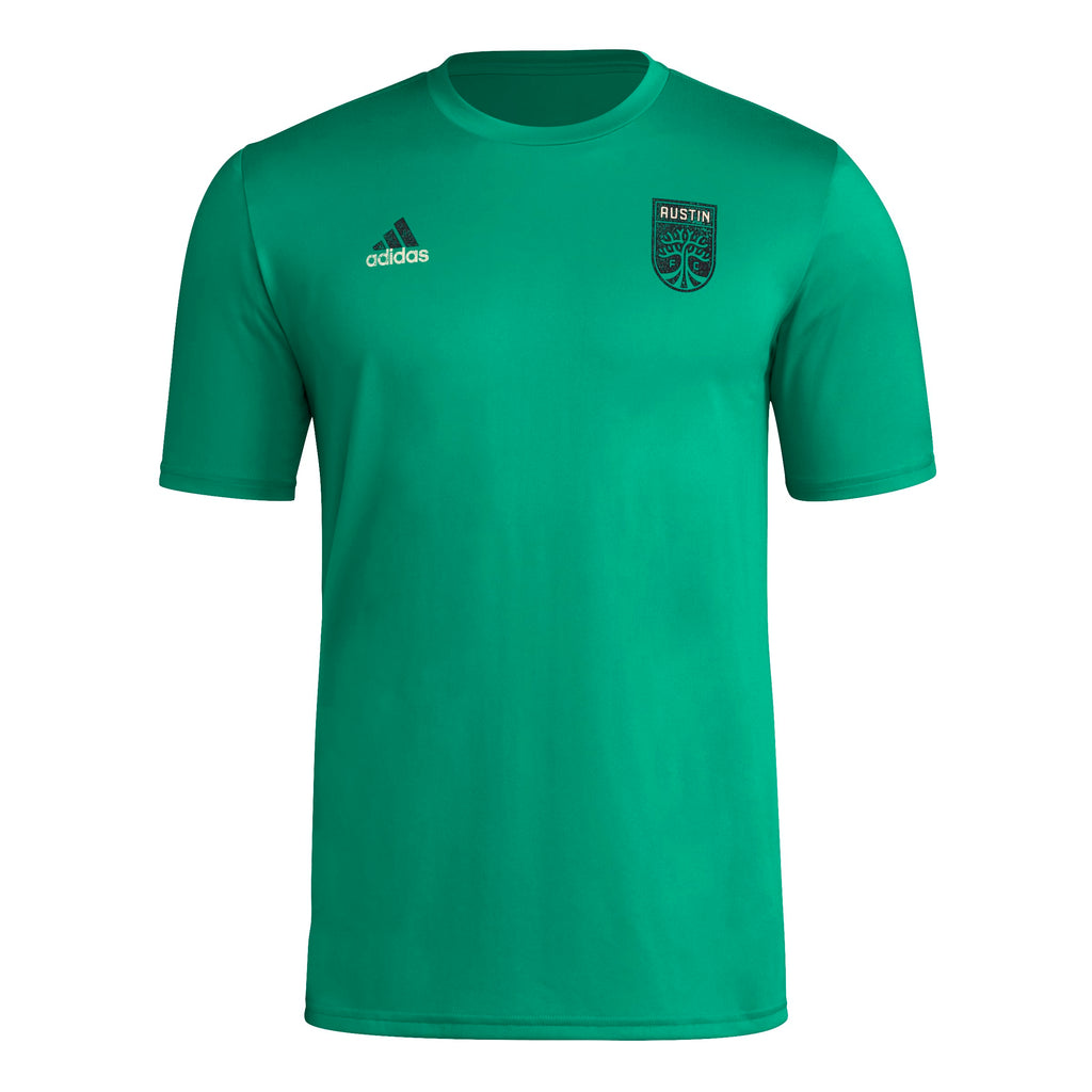adidas Mens Short Sleeve Pre-Game T-Shirt Kelly/Austin Fc XX-Large