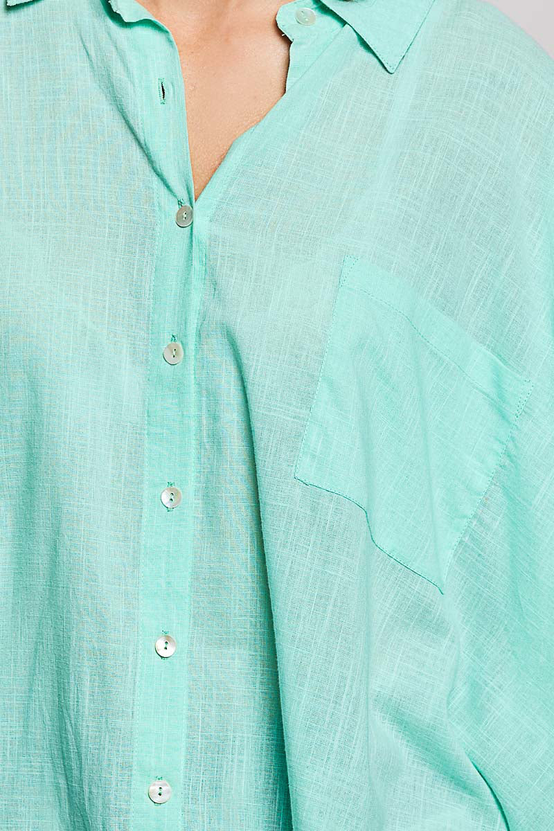 POL Button Down Half Dolman Sleeve Shirt