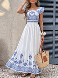 Printed Square Neck Maxi Dress