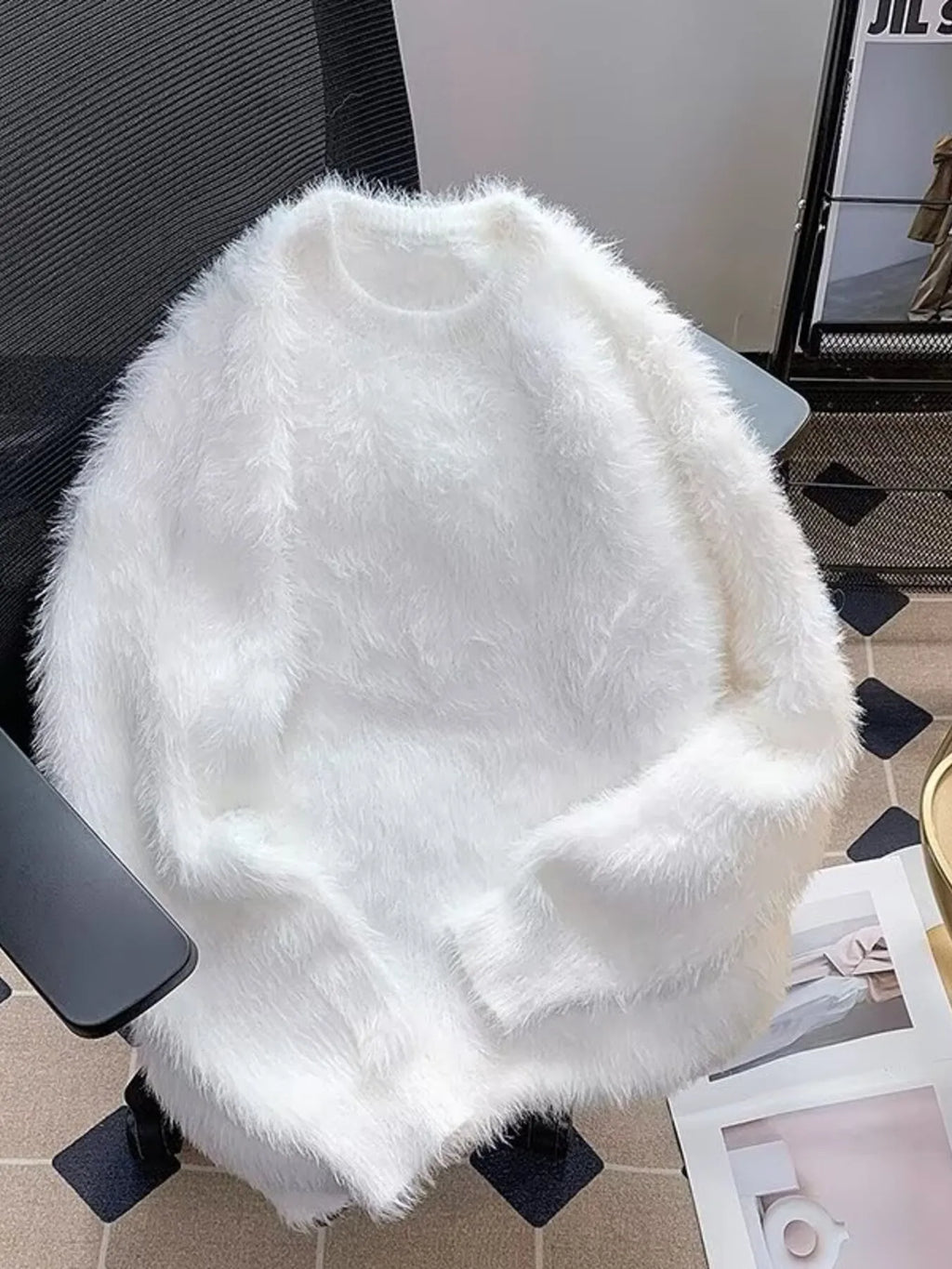 Men's Fluffy Knit Pullover Sweater