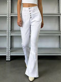 Full Size High-Waisted Button-Fly Flare Jeans Plus Size