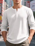 Men's Plus Size Casual Waffle Knit Henley T-Shirt
