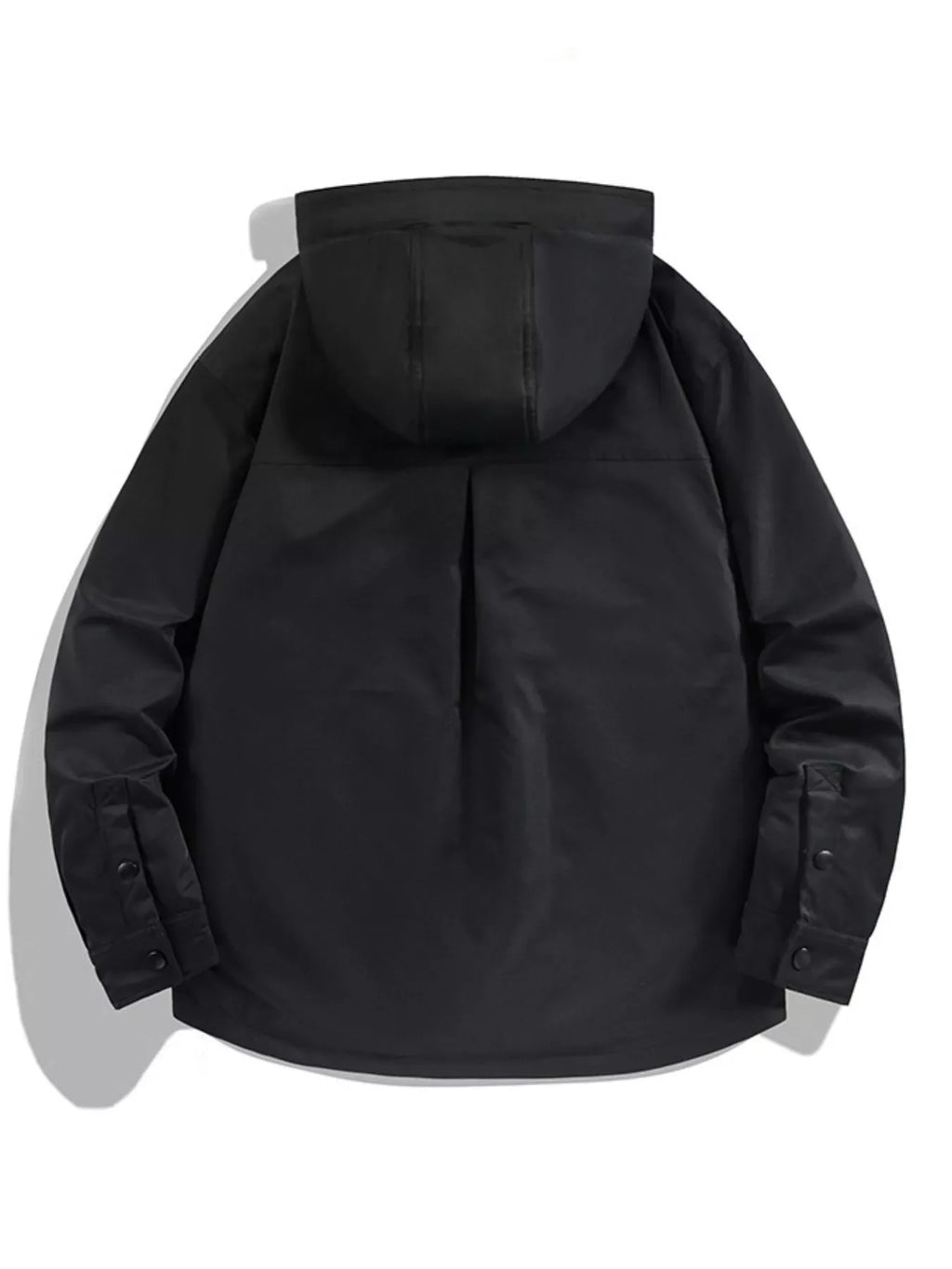 Men's Plus Size Snap Down Long Sleeve Hooded Jacket