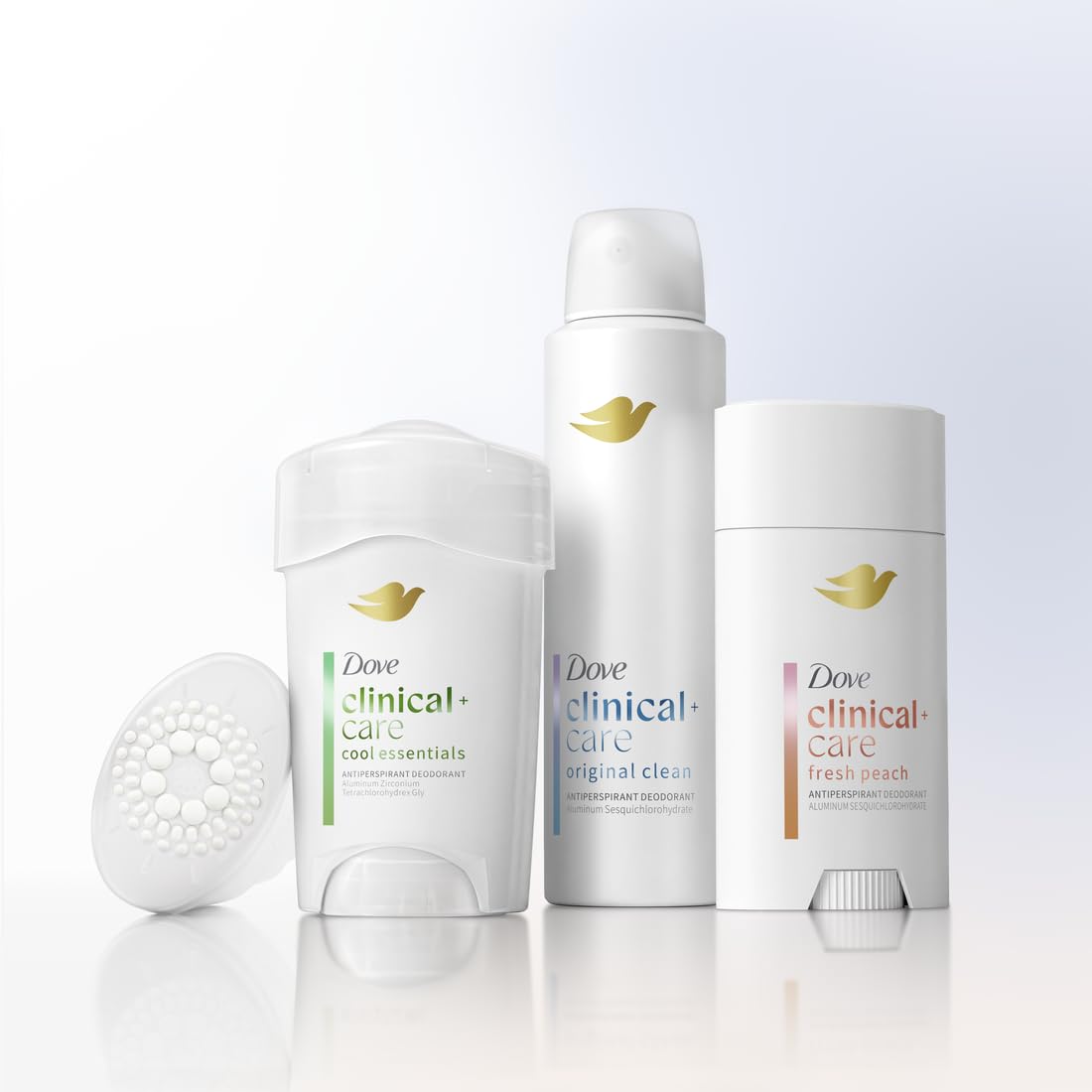 Dove Clinical + Care Antiperspirant Deodorant Invisible Solid Stick for Women Cool Essentials with Nourishing Serum 2.6 oz