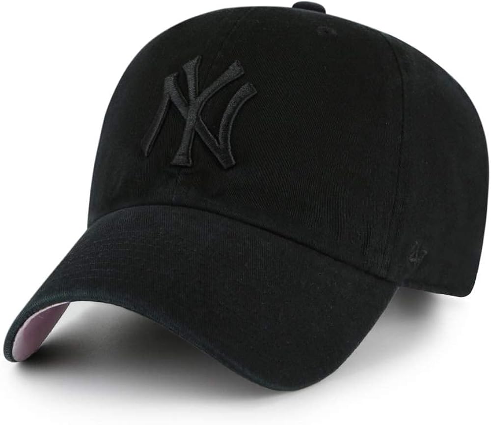 47 MLB New York Yankees Ballpark Clean Up Adjustable Cap, Black/White/Pink, One Size
